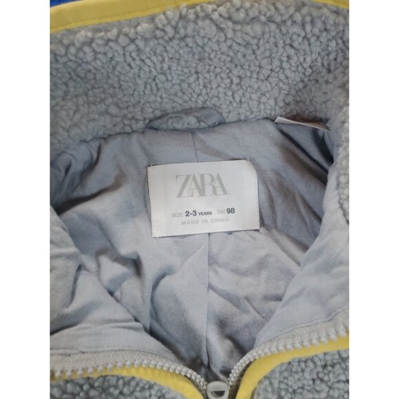 ZARA Toddler Fleece Coat Pants Set 2-3 T,  Grey White Yellow - Picture 3 of 14